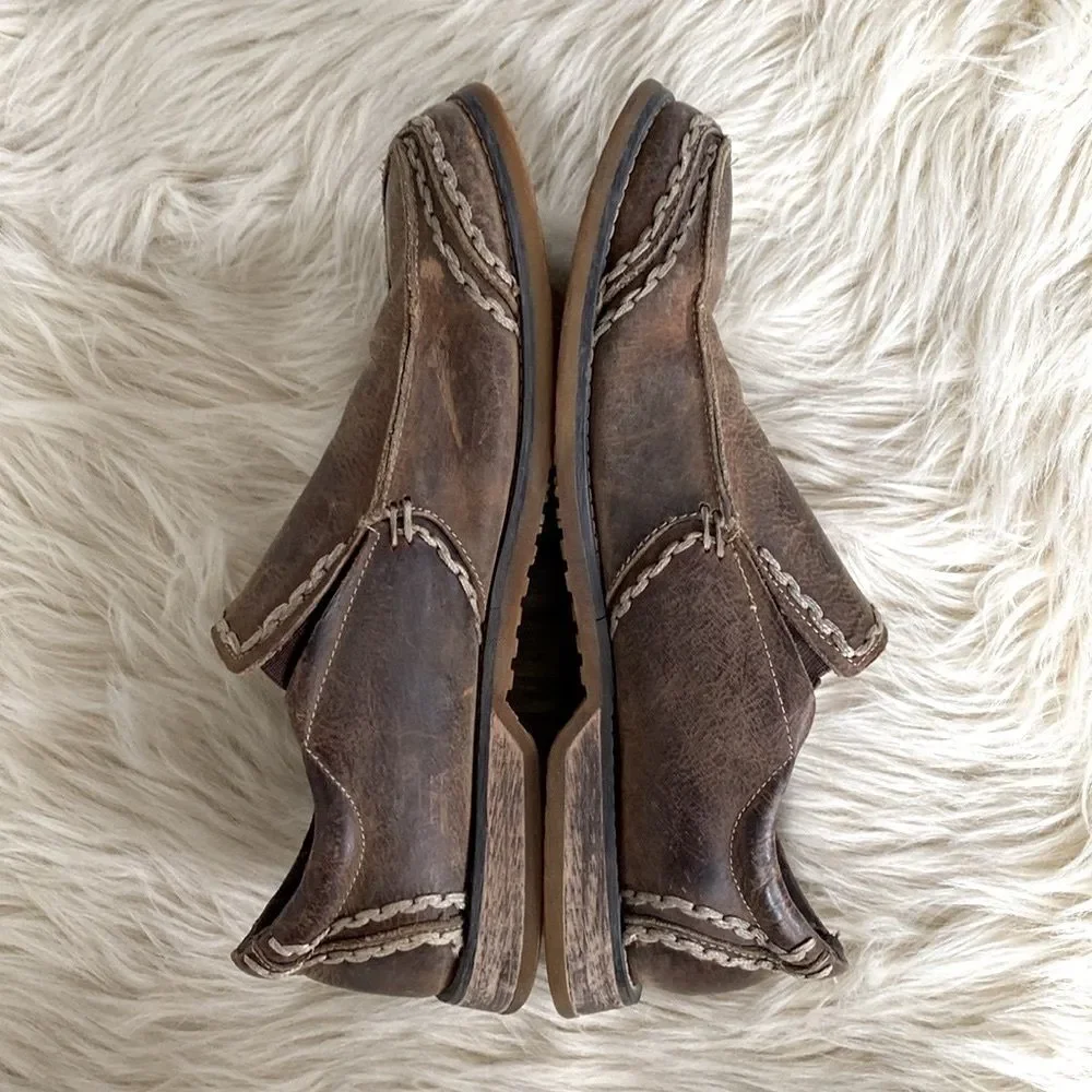 Bed Stu Men's Brown Leather Slip-On Loafers Distressed Rugged Look sz 12.5
